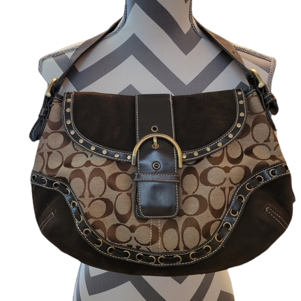 Cute Brown And Tan Coach Signature Handbag